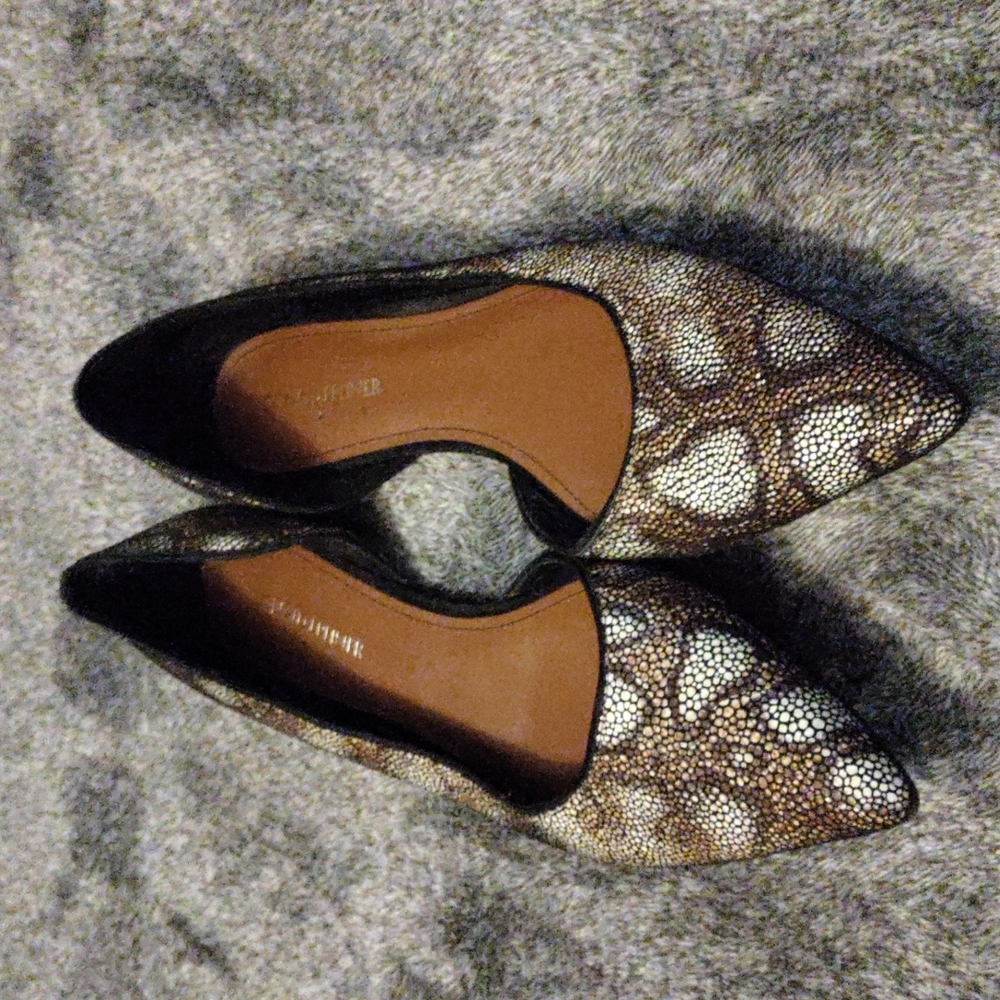 Donald J. Pliner Snakeskin Pattern Flats - Brown and Cream